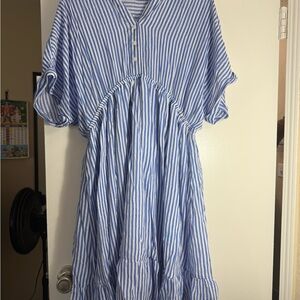Blue and White Striped Dress